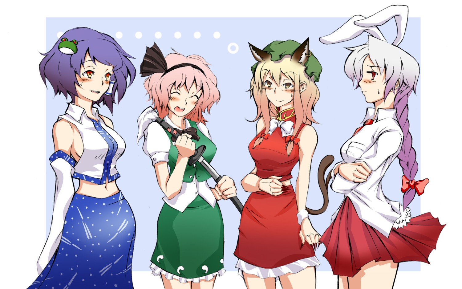 Teeburu Touhou Chen Kochiya Sanae Konpaku Youmu Reisen Udongein Inaba Saigyouji Yuyuko Yagokoro